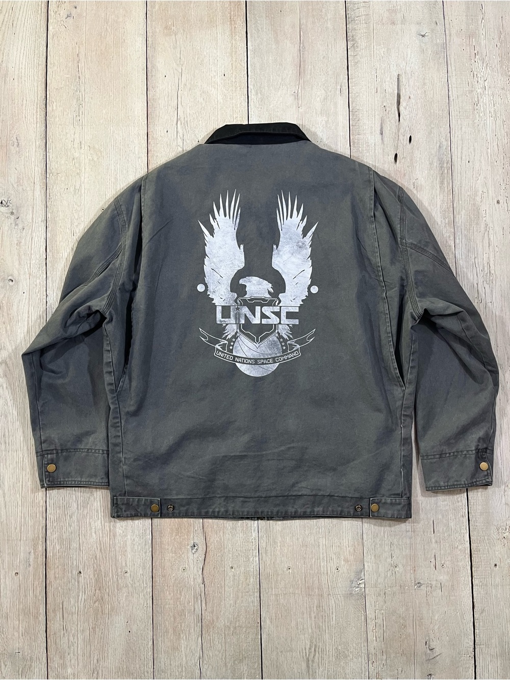 Halo 3 United Nations Space Command Grey Chore Work Jacket Size XL